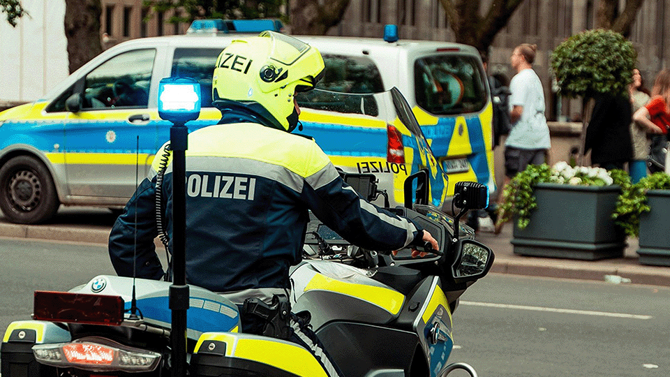 Saarland state police officer on a motorbike