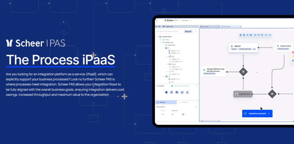 Scheer PAS Process iPaaS Homepage header pricing
